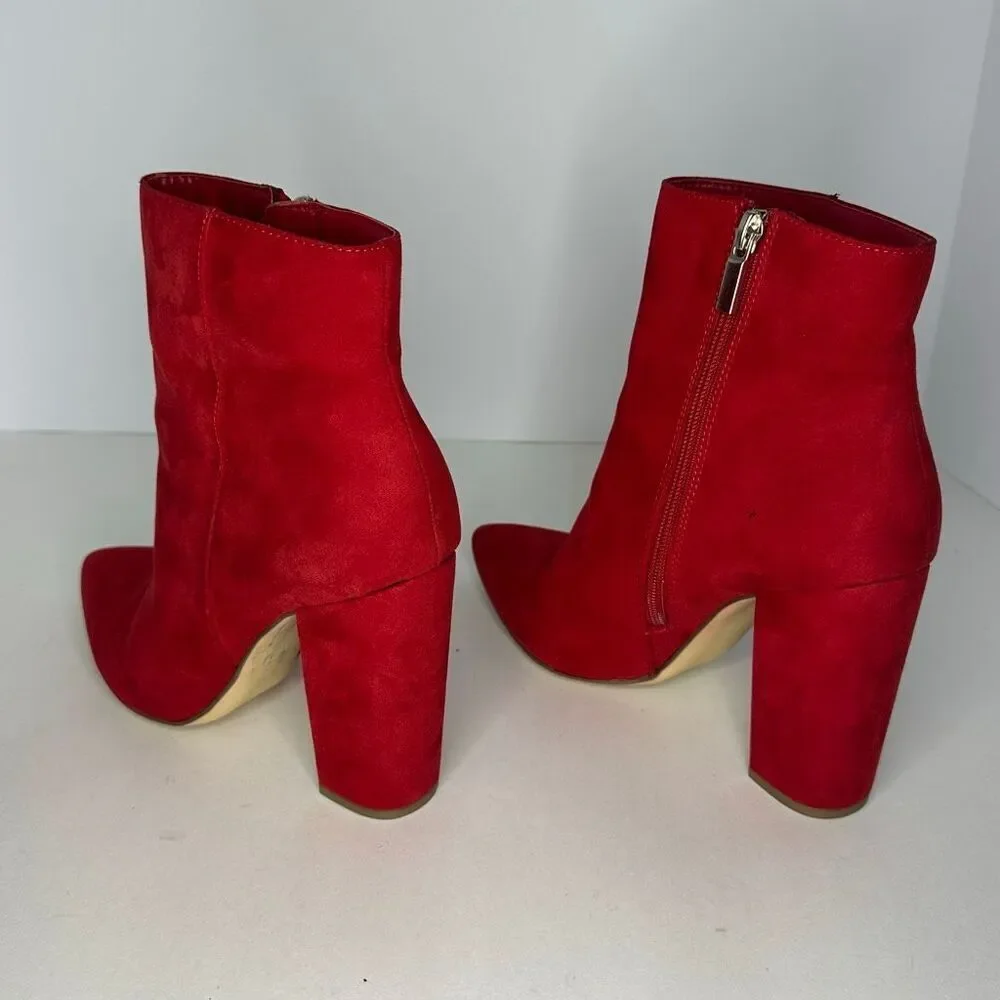 JustFab Red Block Heel Suede Boots | Women Size 8.5 - Picture 3 of 15